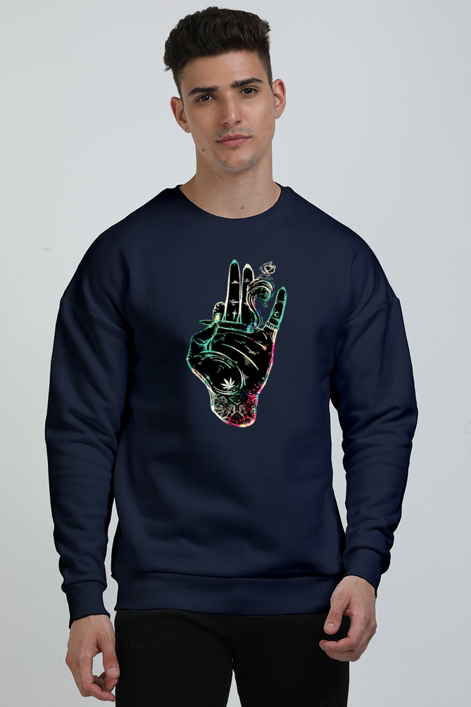 Psychedelic Hand Graphic Unisex Oversized Sweatshirt