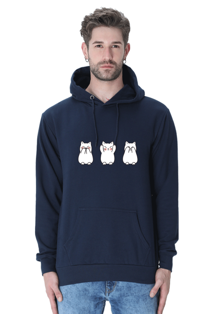 Three Wise Cats Male Graphic Hoodie