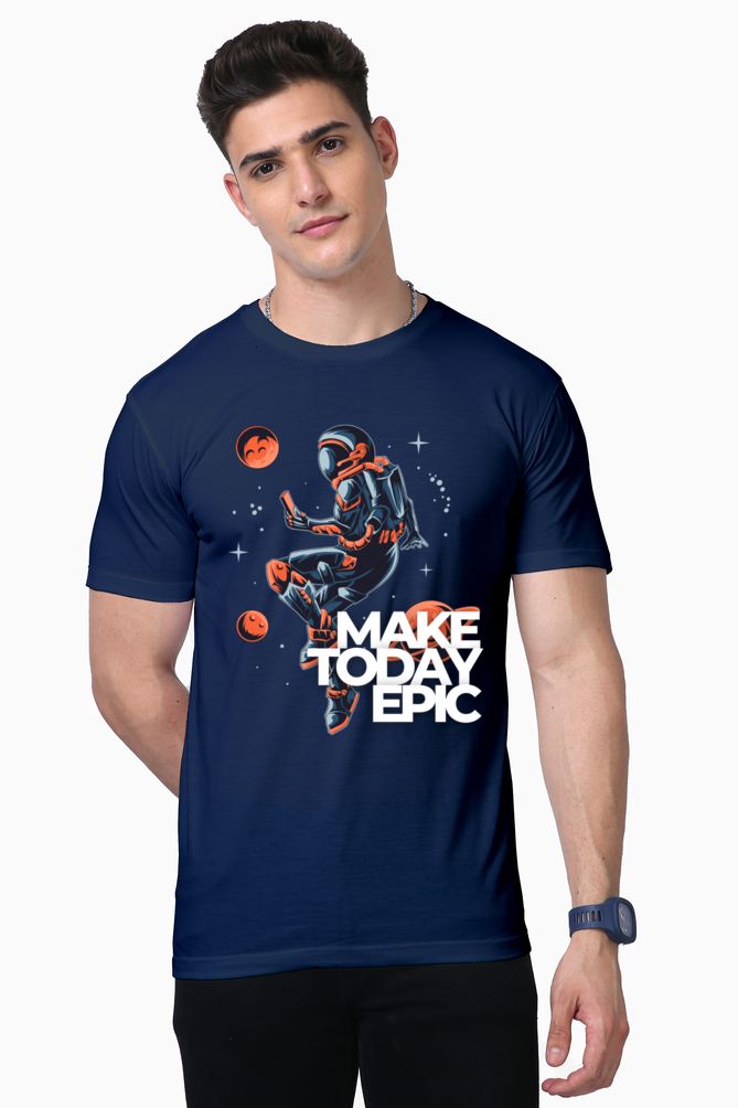 Make Today Epic Men's Premium Supima Cotton Navy Blue Graphic Tshirt