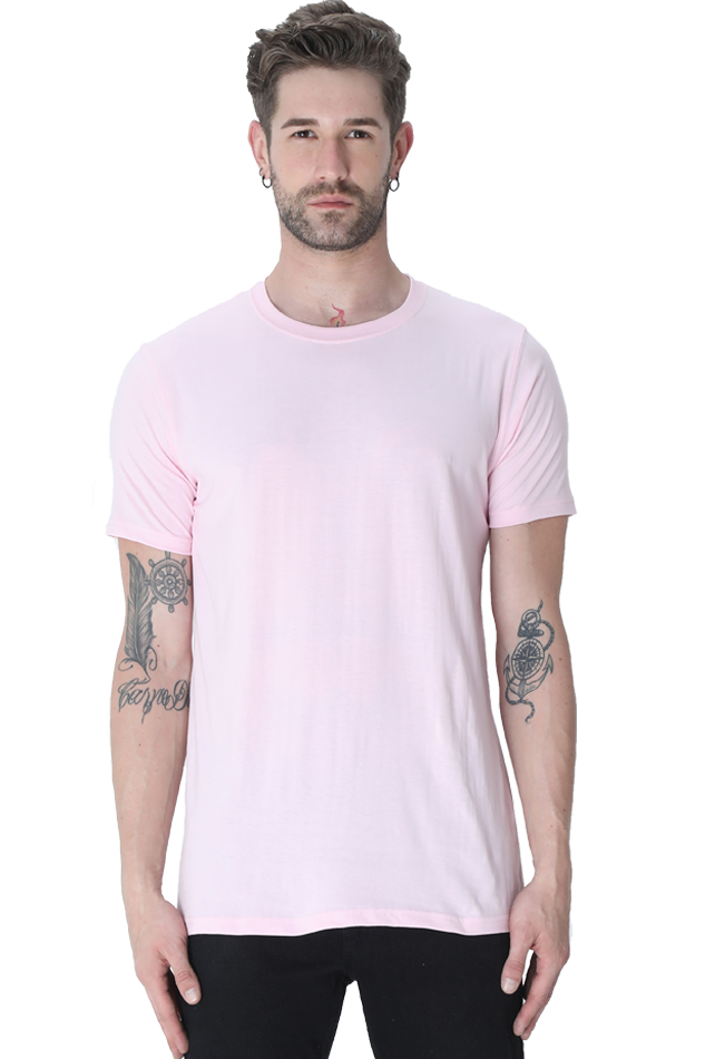 Plain/Solid Cotton Men's Round Neck Tshirt