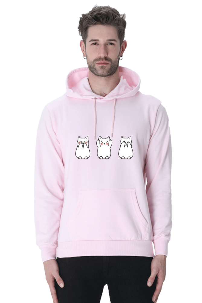 Three Wise Cats Male Graphic Hoodie