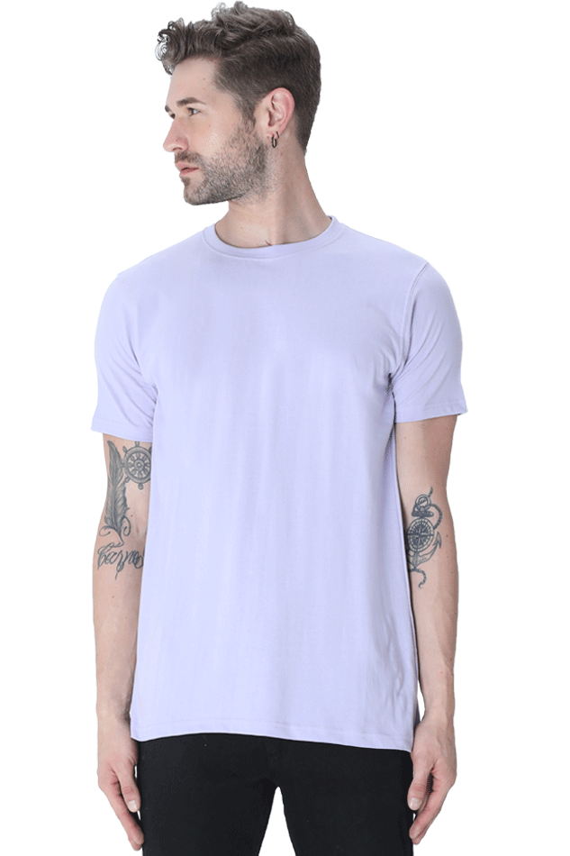 Plain/Solid Cotton Men's Round Neck Tshirt