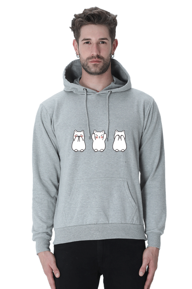 Three Wise Cats Male Graphic Hoodie