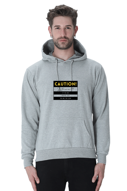 Caution Introvert Male Graphic Hoodie