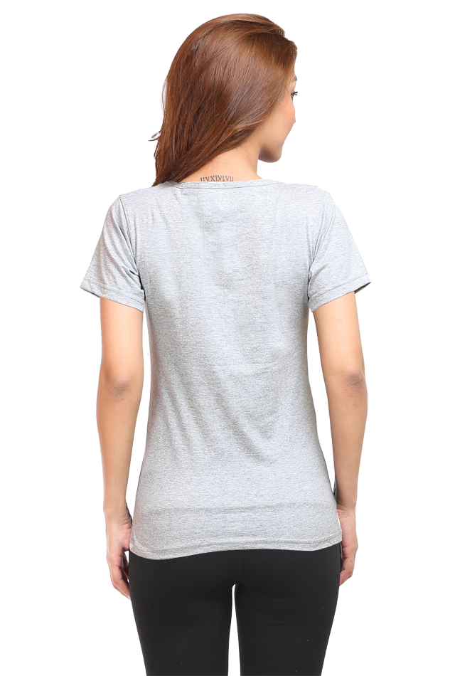 Nothing Stands Between Women's Round Neck Half Sleeve Grey Graphic Tshirt