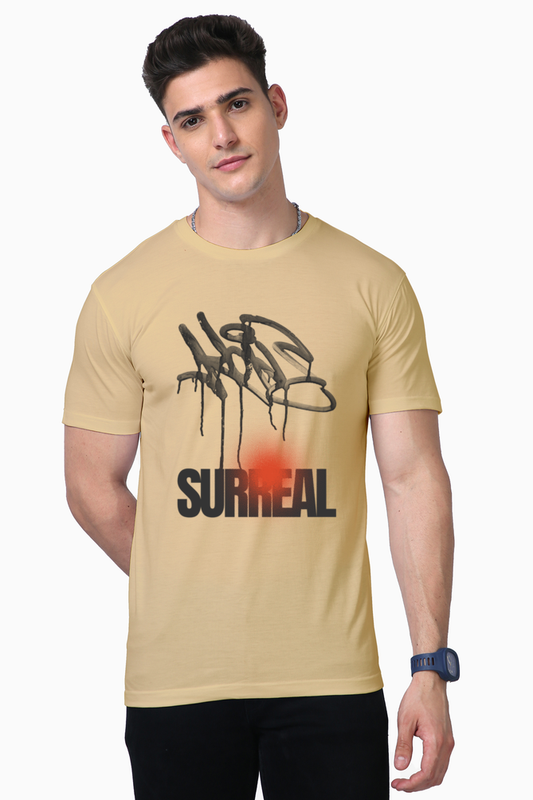 Surreal Men's Premium Supima Cotton Beige Graphic Tshirt