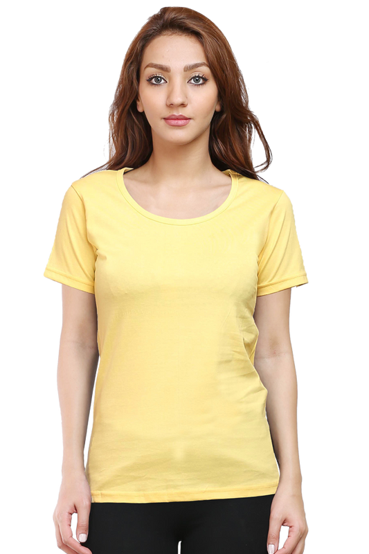 Plain/Solid Women's Round Neck Cotton Tshirt