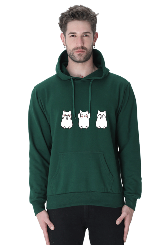 Three Wise Cats Male Graphic Hoodie